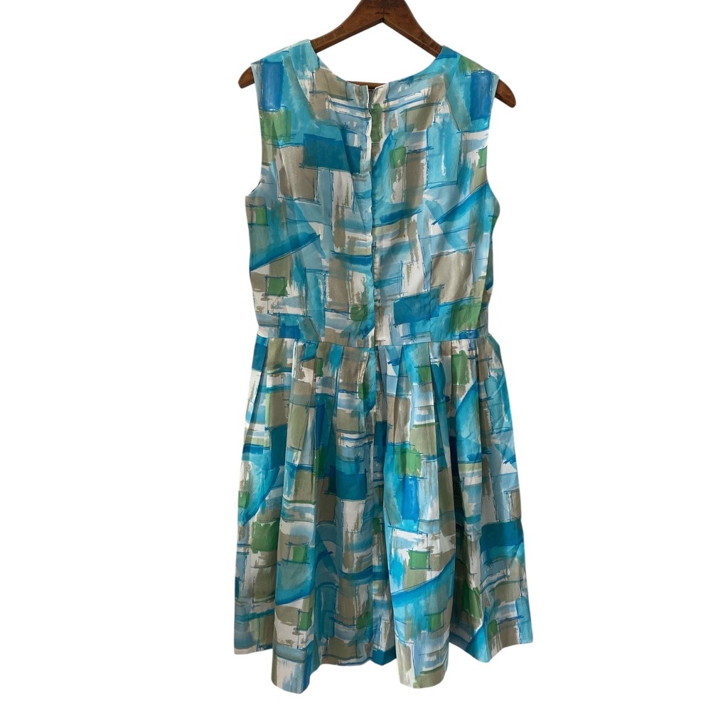 vintage 1960s abstract print sleeveless dress - Picture 2 of 7